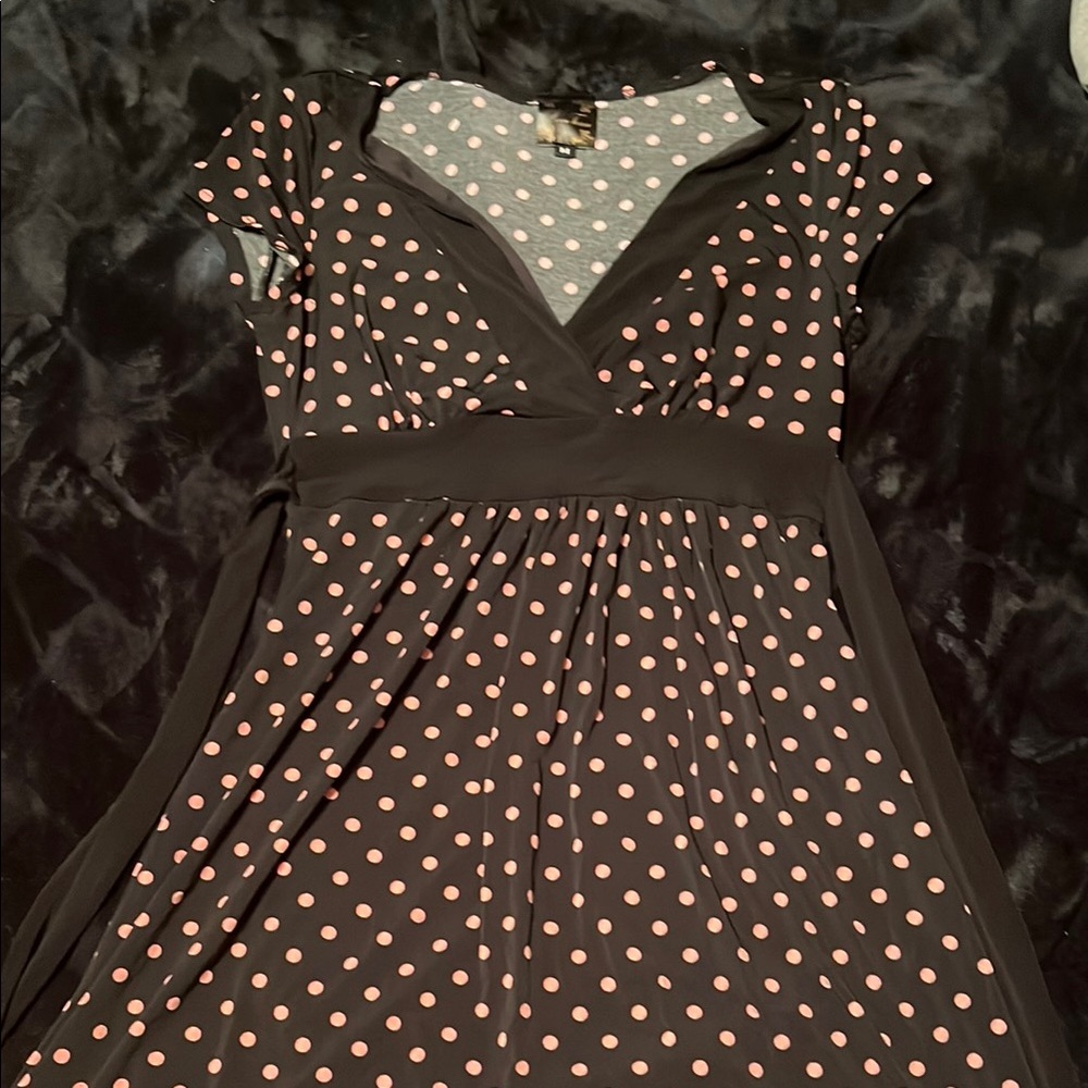 Love Tease Black and Pink V-Neck Flutter Sleeve Midi Dress